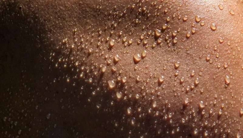 Sweat on surface of skin